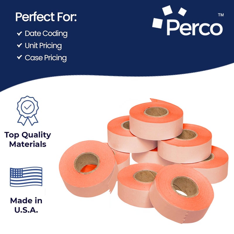Perco Fluorescent Red Garvey 2216 Pricing Labels for Garvey 22-66/22-77/22-88 Two Line Pricing Gun - 9 Rolls, 1 Sleeve - 9,000 Pricemarking Labels and 1 Inker Included - Image 4